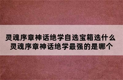 灵魂序章神话绝学自选宝箱选什么 灵魂序章神话绝学最强的是哪个